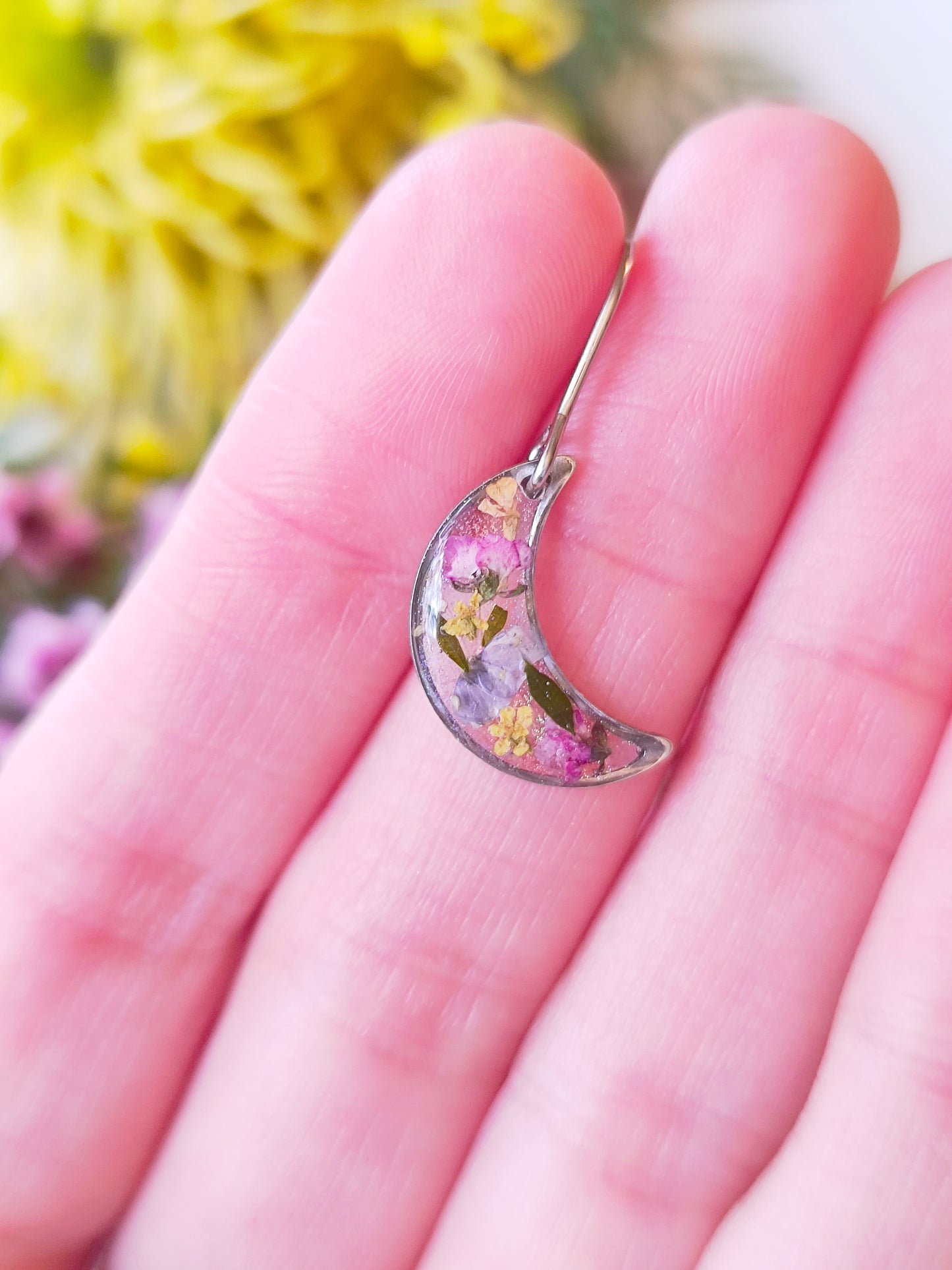 Small Silver Moon Earrings