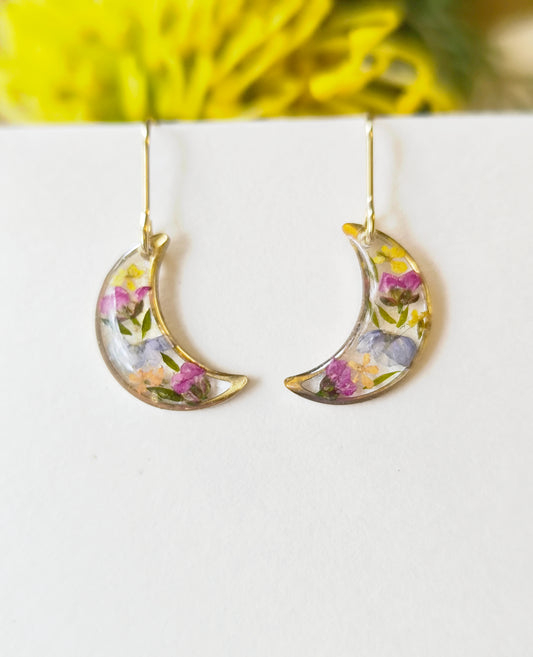Small Gold Moon Earrings