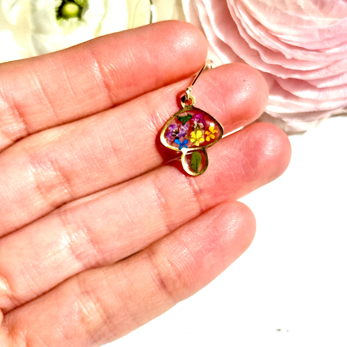 Tiny mushroom earrings