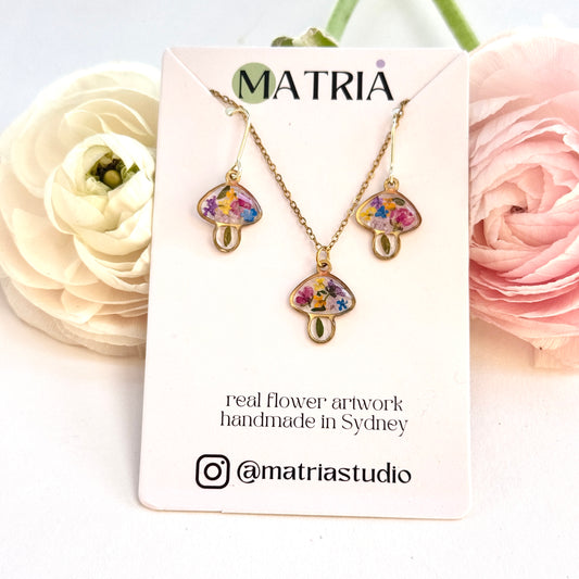 Floral Mushroom Jewelry Set