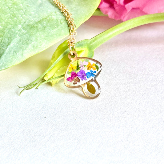 Tiny mushroom necklace