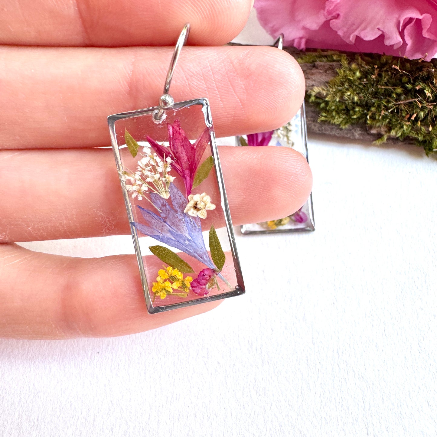 Cornflower bouquet Big Earrings
