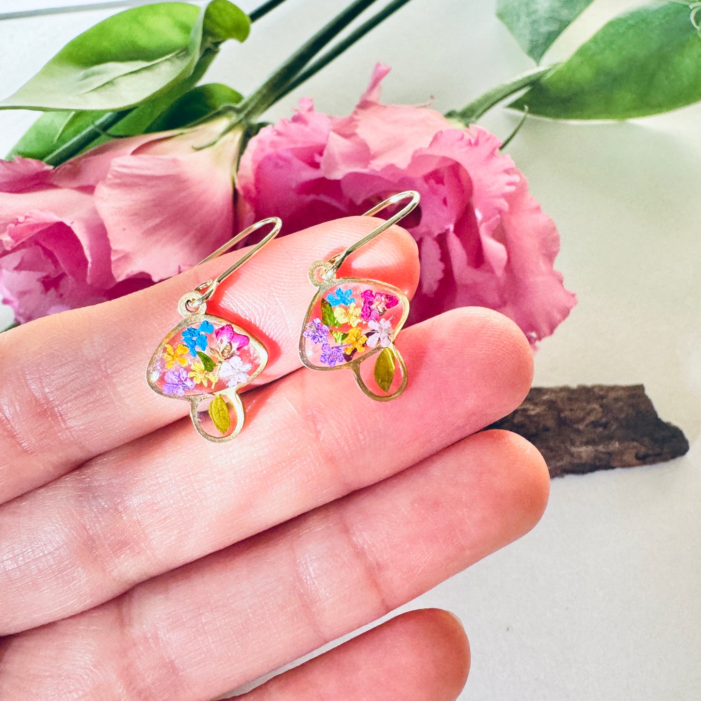 Tiny mushroom earrings