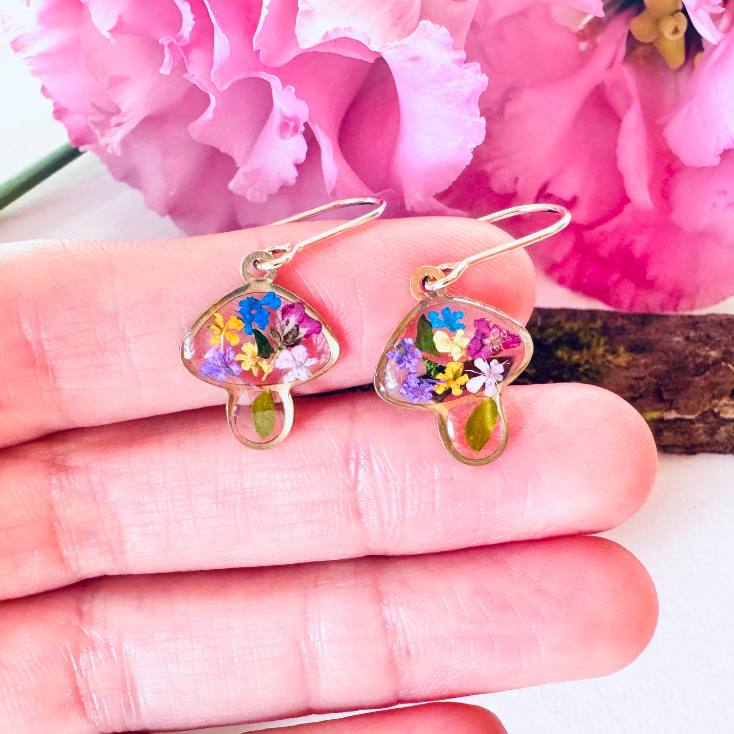 Tiny mushroom earrings