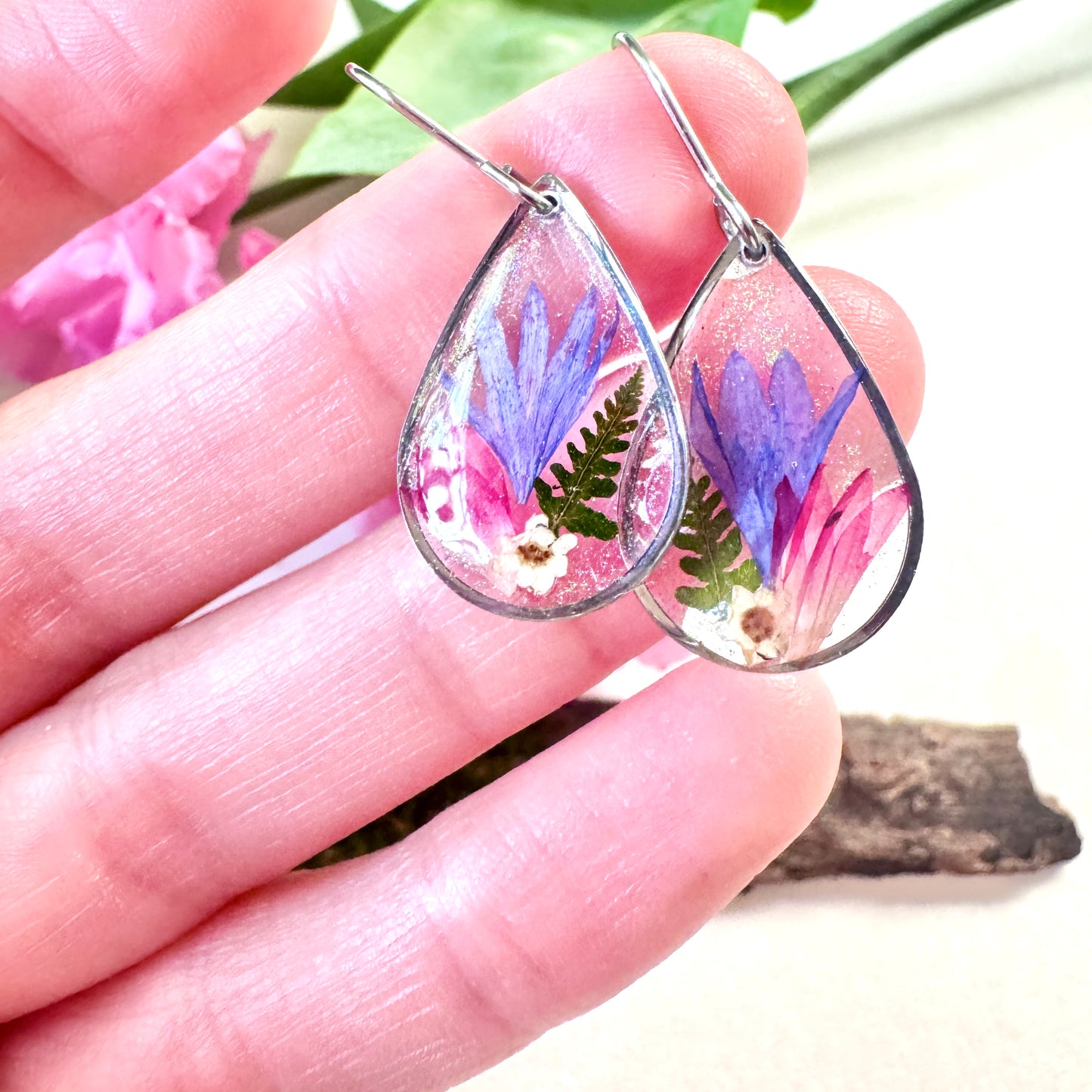 Waxflower and Fern Earrings