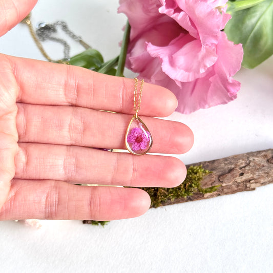 Pink Plum bloosom sml necklace