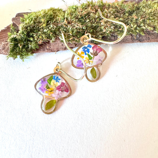 Tiny mushroom earrings