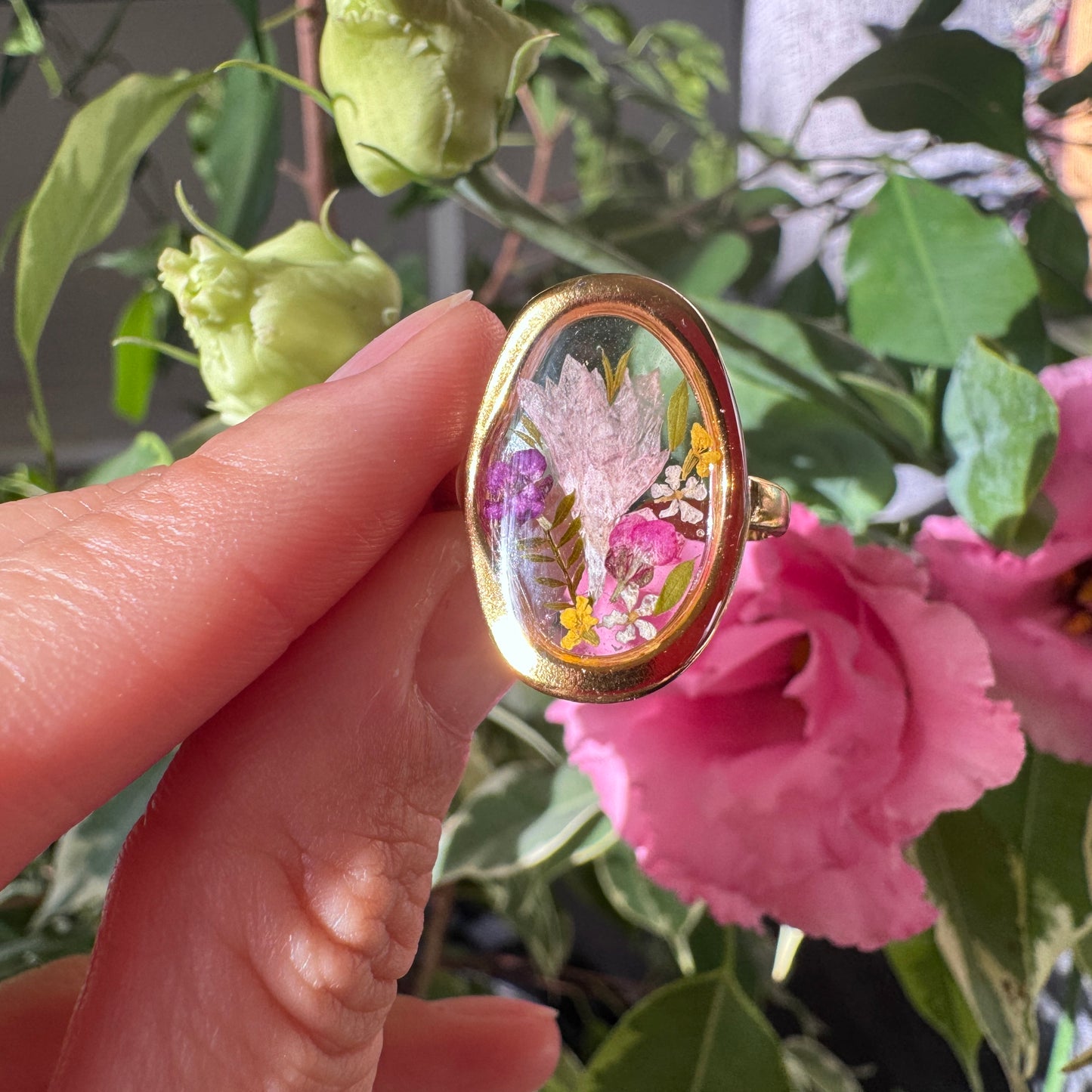 Pink Cornflower Ring
