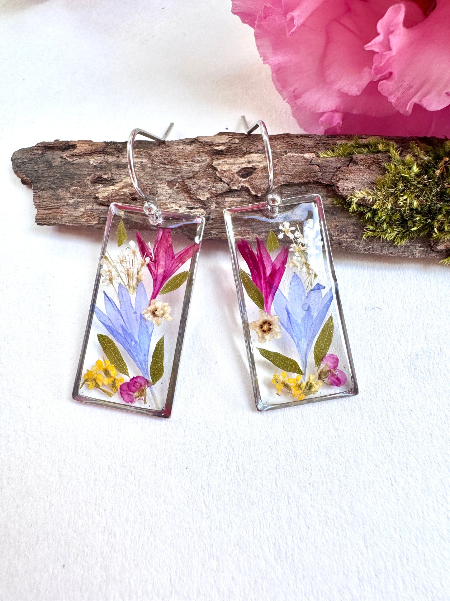 Cornflower bouquet Big Earrings