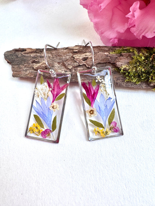 Cornflower bouquet Big Earrings