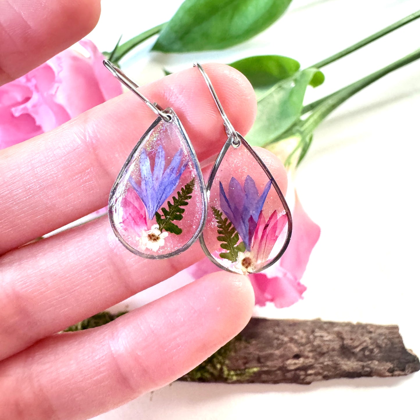 Waxflower and Fern Earrings