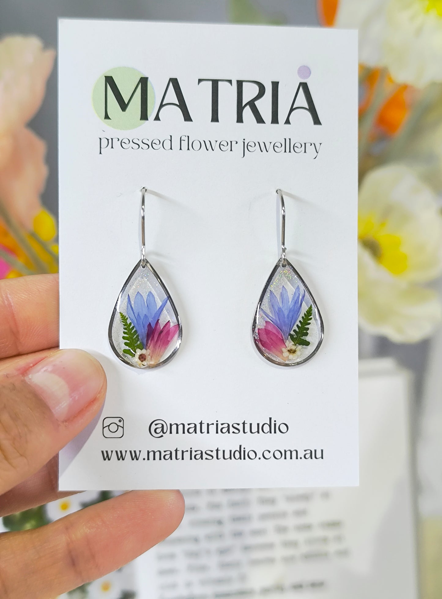 Wax flower and leatherleaf  earrings