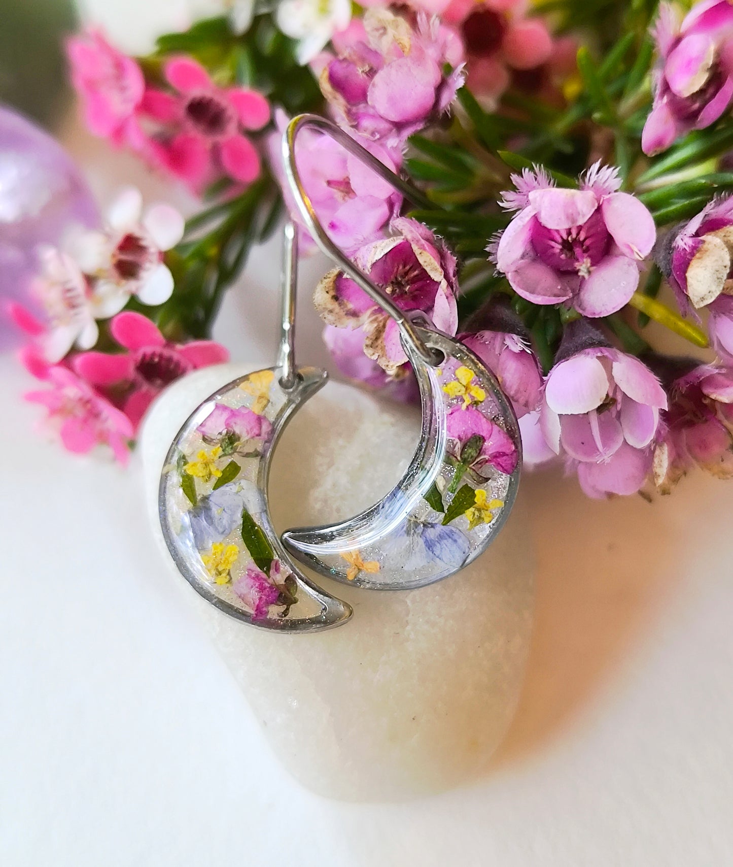 Small Silver Moon Earrings