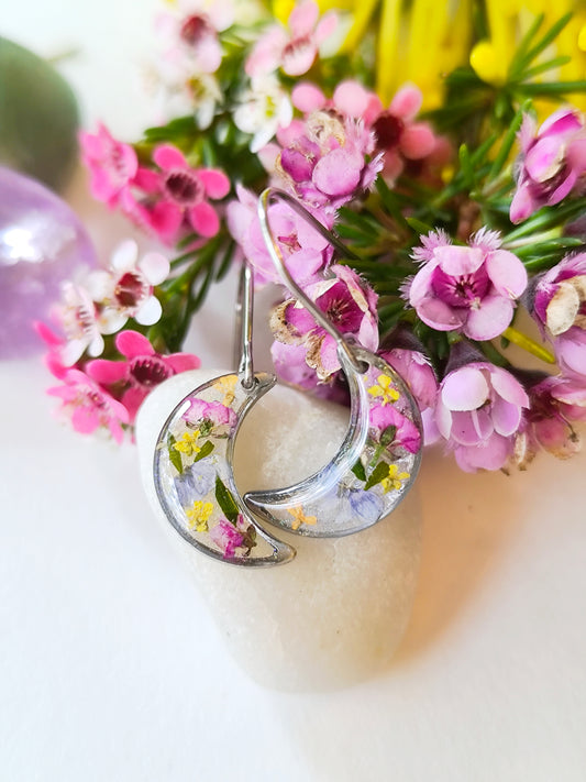 Small Silver Moon Earrings