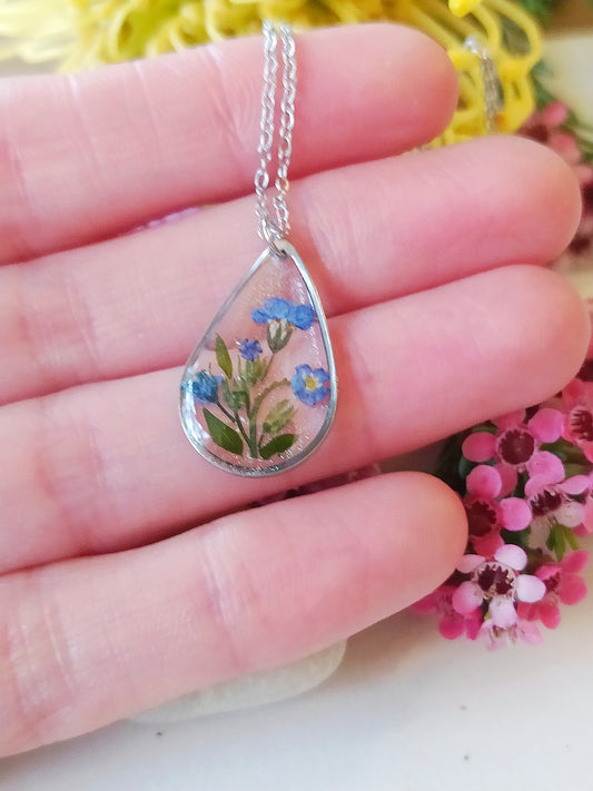 Forget Me Not Teardrop Necklace
