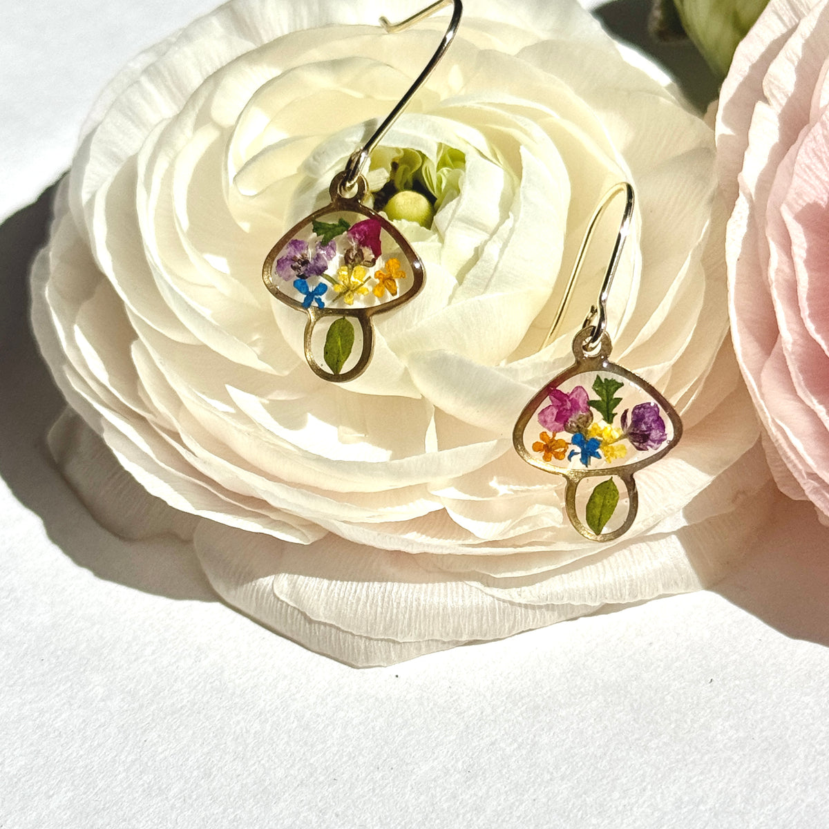 Tiny mushroom earrings