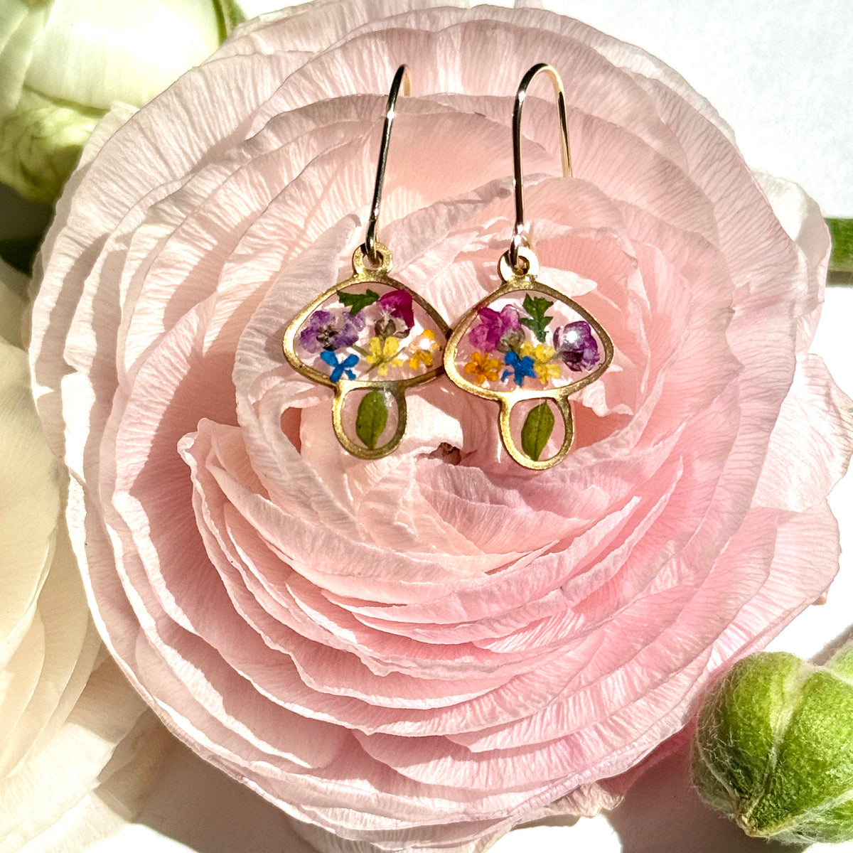 Tiny mushroom earrings