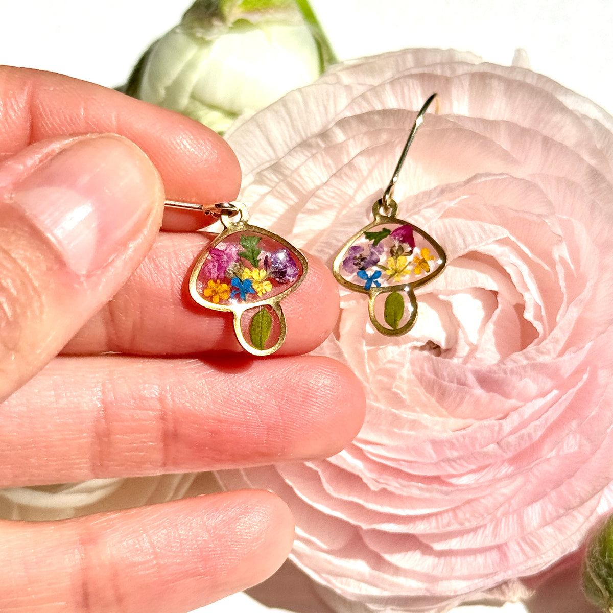 Tiny mushroom earrings
